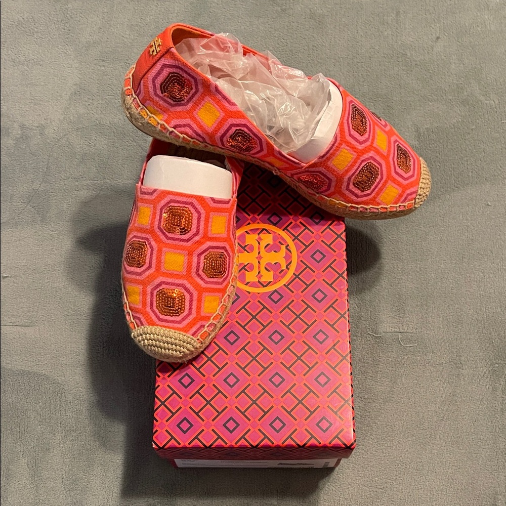 Tory Burch Pink and Orange Espadrilles